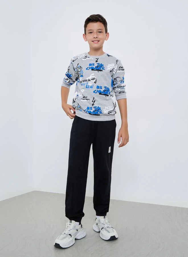 Styli Teen Boys Printed Sweatshirt and Joggers Set
